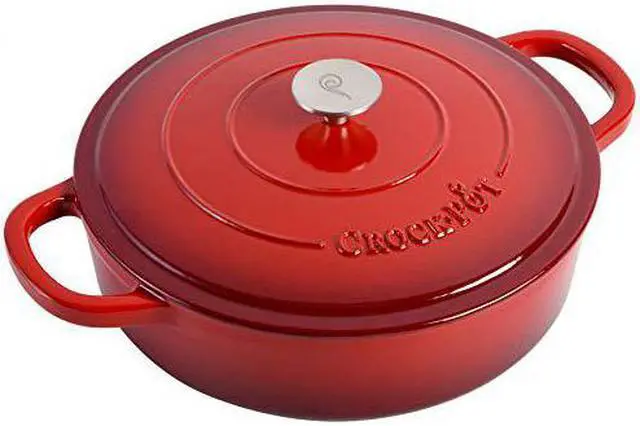 Alt view image 2 of 2 - Crock Pot 112000.02 Artisan 5 Quart Enameled Cast Iron Braiser Pan Scarlet Red