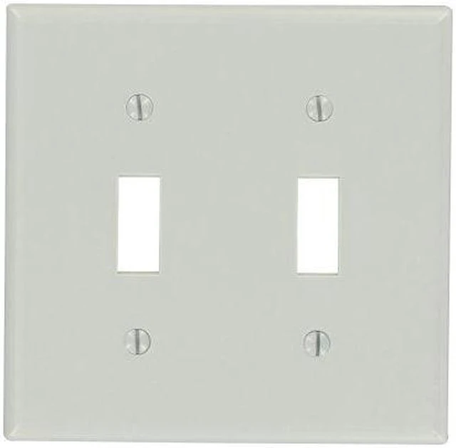 Alt view image 4 of 4 - Leviton 87009 2-Gang Toggle Device Switch Wallplate, Standard Size, Thermoset, Device Mount, Gray