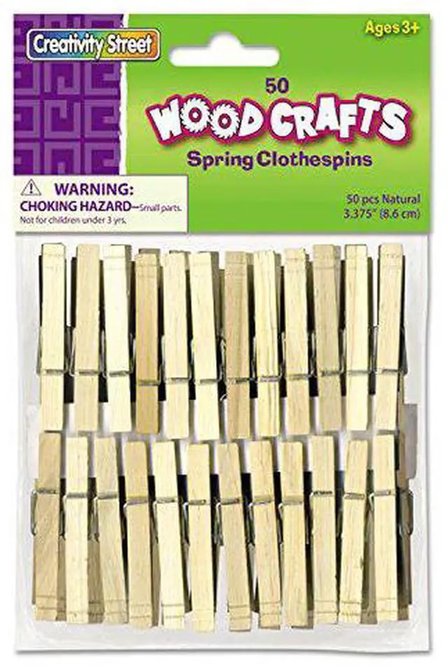 Alt view image 11 of 11 - Chenille Kraft 365801 Wood Spring Clothespins, 3 3/8 Length, 50 Clothespins/Pack