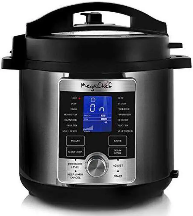 Alt view image 3 of 10 - Megachef MCPR-6100 6 qt. Electric Digital Pressure Cooker with Lid, Stainless Steel