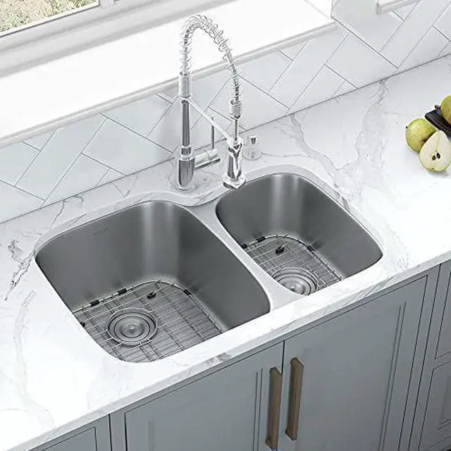 Alt view image 16 of 16 - Ruvati 16-gauge Steel Double Bowl 29-inch Undermount Kitchen Sink