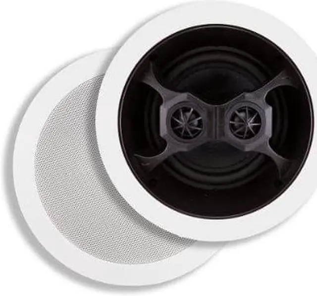 Alt view image 8 of 15 - Monoprice 100W 6.5" 3 Way Glass Composite Stereo In-Ceiling Speaker White 104619