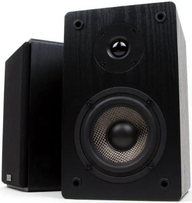 Alt view image 16 of 16 - Micca Bookshelf Speakers w/4" Carbon Fiber Woofer&Silk Dome Tweeter (Black, Pair) MB42