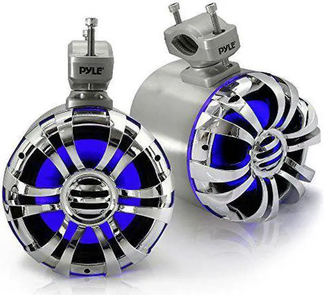 Alt view image 9 of 9 - Pyle Marine Speakers - 5.25 Inch Waterproof IP44 Rated Wakeboard Tower and Weather Resistant Outdoor Audio Stereo Sound System with Built-in LED Lights - 1 Pair in Silver (PLMRWB50L)