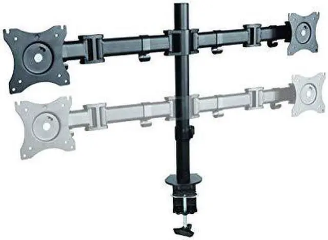 Alt view image 3 of 5 - rocelco premium desk computer monitor mount - vesa pattern fits 13" - 27" led lcd dual flat screen - double articulated full mo