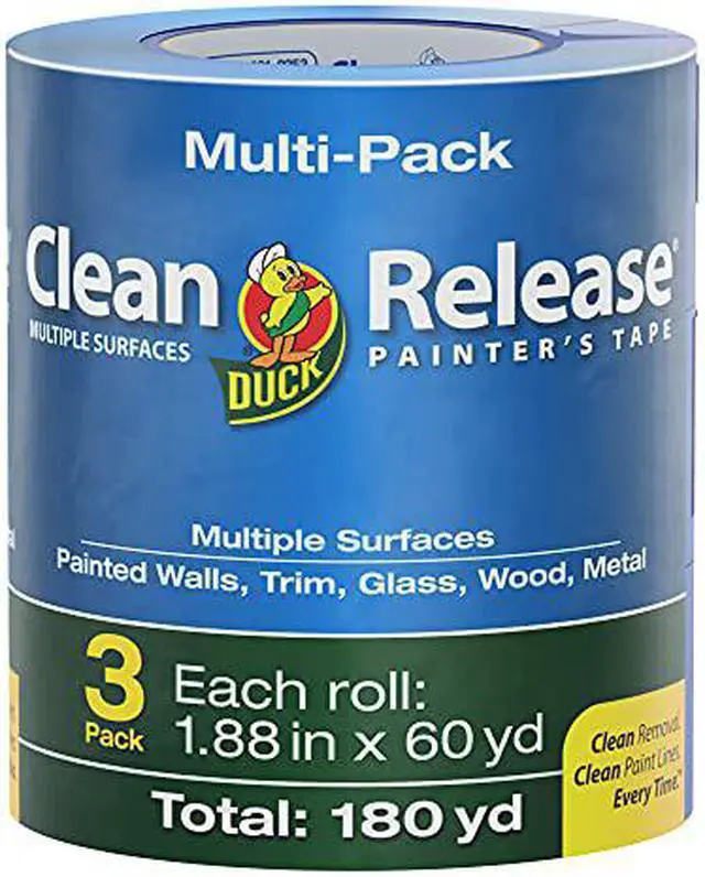 Main image of Duck Clean Release Blue Painters Tape 2-Inch (1.88-Inch X 60-Yard), 3 Rolls, 180 Total Yards, 240461