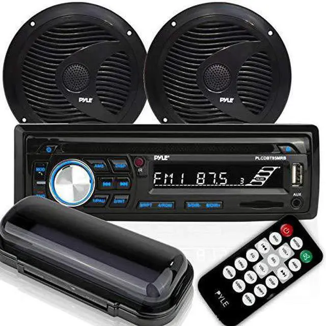 Alt view image 9 of 10 - marine stereo receiver speaker kit  indash lcd digital console builtin bluetooth & microphone 6.5 waterproof speakers 2 w/ mp3/usb/sd/aux/fm radio reader & remote control  pyle plcdbt75mrb