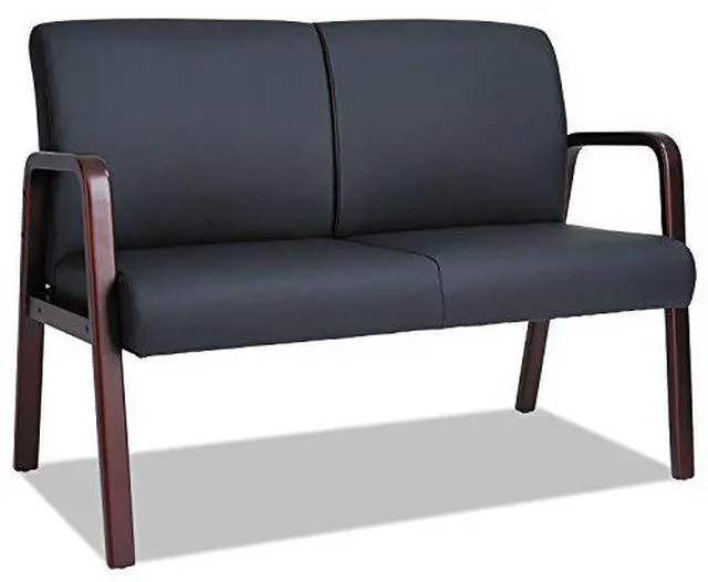 Alt view image 8 of 8 - Alera ALERL2219M Reception Lounge Series Wood Loveseat, 33.00" x 44.88" x 26.13", Black/Mahogany