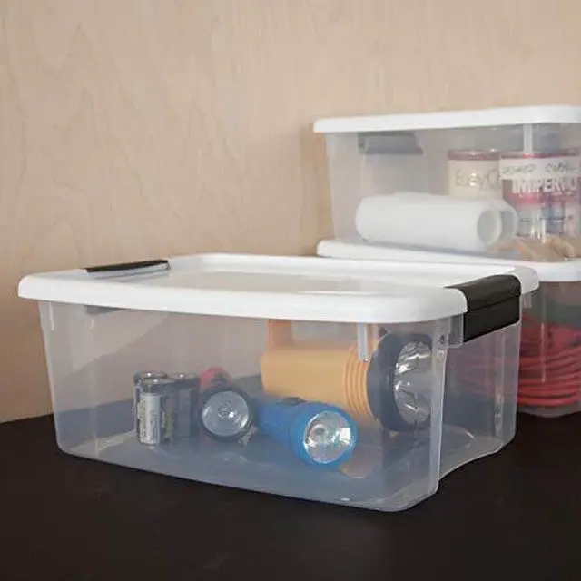 Alt view image 5 of 12 - STERILITE 19849806 Clear/White Storage Tote 18 1/8 in x 12 1/4 in x 7 in H, 1 PK