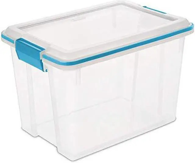 Alt view image 5 of 7 - Sterilite 19324306 20 Quart/19 Liter Gasket Box, Clear with Blue Aquarium Latches and Gasket 6-Pack