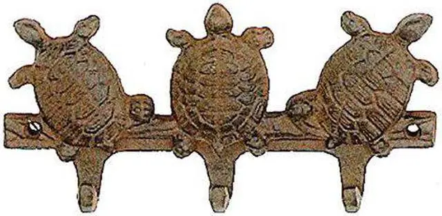 Alt view image 2 of 2 - Antique Reproduction Cast Iron Turtle Triple Wall Hook