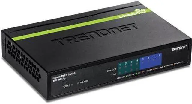 Alt view image 4 of 4 - TRENDnet 8-Port Gigabit GREENnet PoE+ Switch, 4 x Gigabit PoE/PoE+ Ports (Up to 30 Watts/Port), 4 x Gigabit Ports, 61 Watt Total Power Budget, 16 Gbps Switching Capacity, TPE-TG44G
