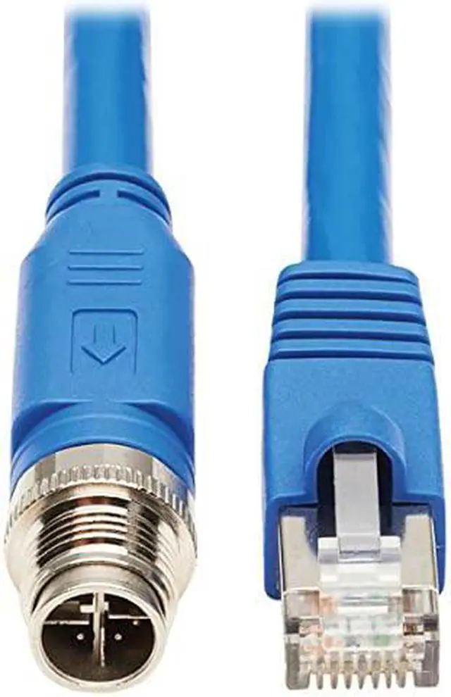 Alt view image 12 of 12 - Tripp Lite M12 X-Code Cat6a Shielded Ethernet Cable, M12/RJ45 Cable, 10G F/UTP CMR-LP (M/M), IP68, 60W Power over Ethernet, Blue, 16.4 Feet / 5 Meters (NM12-6A2-05M-BL)