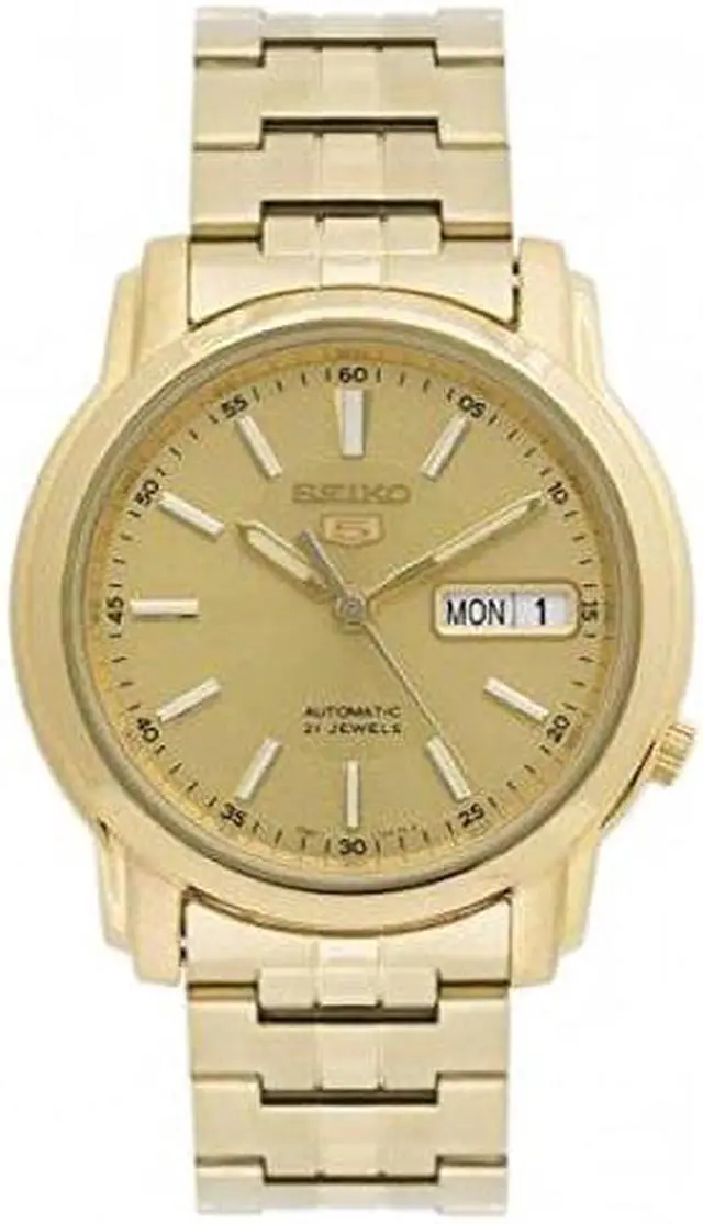 Alt view image 4 of 10 - Seiko 5 SNKL86 Men's Gold Tone Stainless Steel Gold Dial Automatic Watch