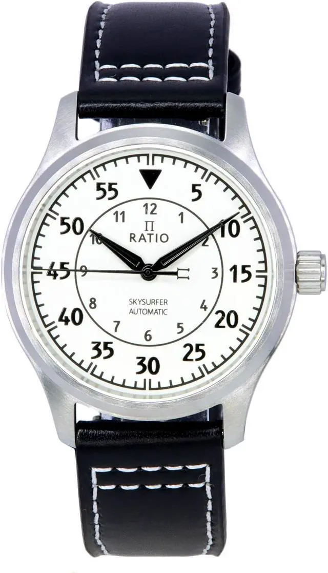 Alt view image 8 of 8 - Ratio Skysurfer Pilot Full Luminous Dial Leather Automatic RTS324 200M Men's Watch