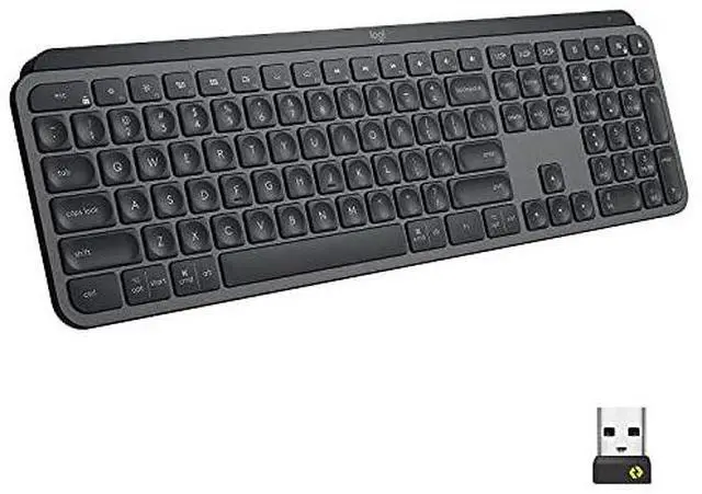 Alt view image 18 of 20 - Logitech MX Keys Advanced Wireless Illuminated Keyboard, Tactile Responsive Typing, Backlighting, Bluetooth, USB-C, Apple macOS, Microsoft Windows, Linux, iOS, Android, Metal Build - Graphite