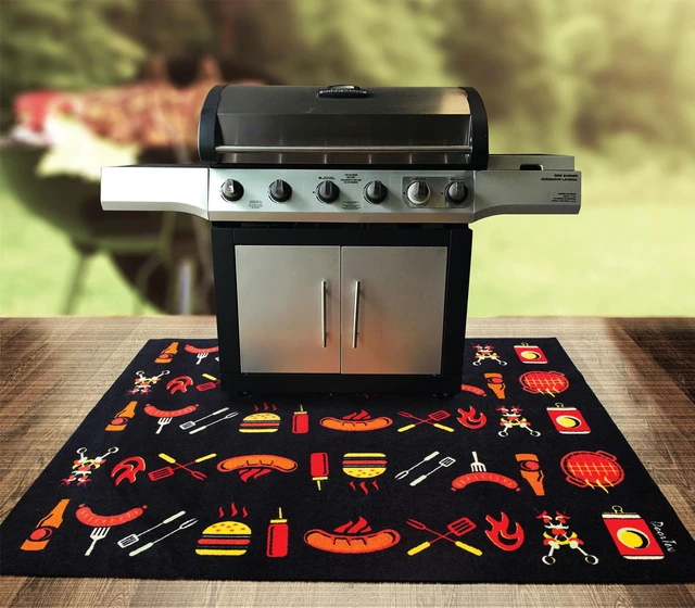 Alt view image 5 of 9 - Floortex Home / Office Decor Pad / Carpet Doortex Flame Design Fire Retardant BBQ Mat - 39" x 60"