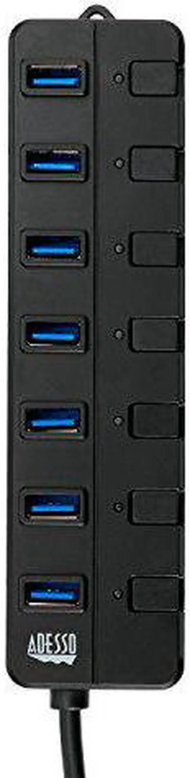 Alt view image 18 of 20 - Adesso AUH-3070P 7-Port USB 3.0 Hub with Individual Power Switch & Power Adapter