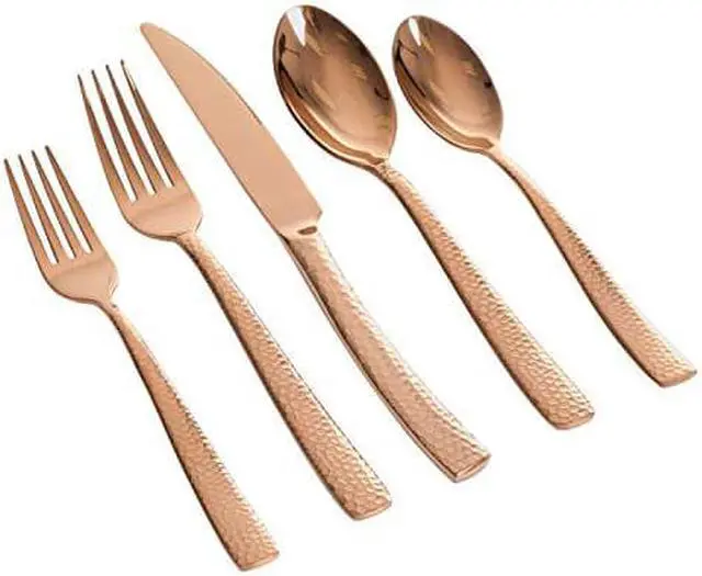 Alt view image 2 of 4 - Gibson Elite Stonehenge 20 Piece Flatware Set Rose Gold 795762