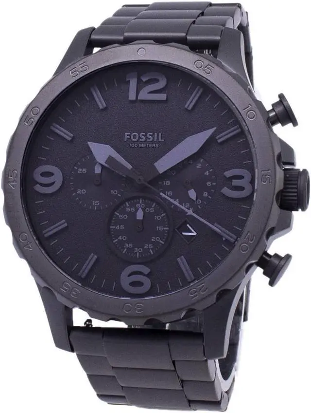 Alt view image 7 of 7 - Fossil Nate Chronograph Black Stainless Steel Mens Watch JR1401