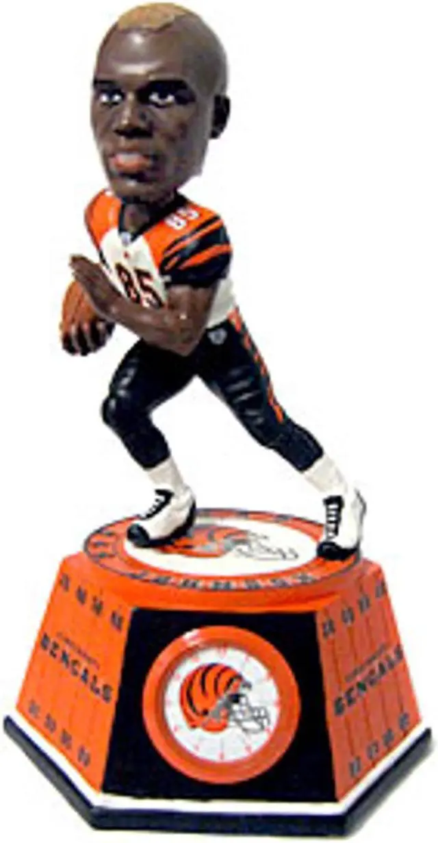 Alt view image 3 of 3 - Cincinnati Bengals Chad Johnson Forever Collectibles Bobble Head Clock