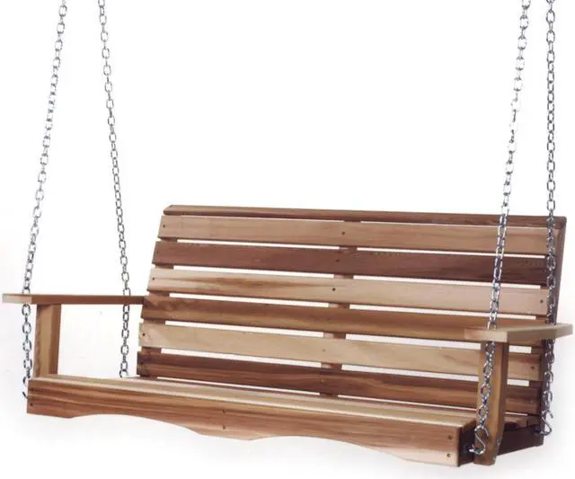 Alt view image 2 of 2 - All Things Cedar PS48 Natural Handcrafted Western Red Cedar 4-Foot Porch Swing