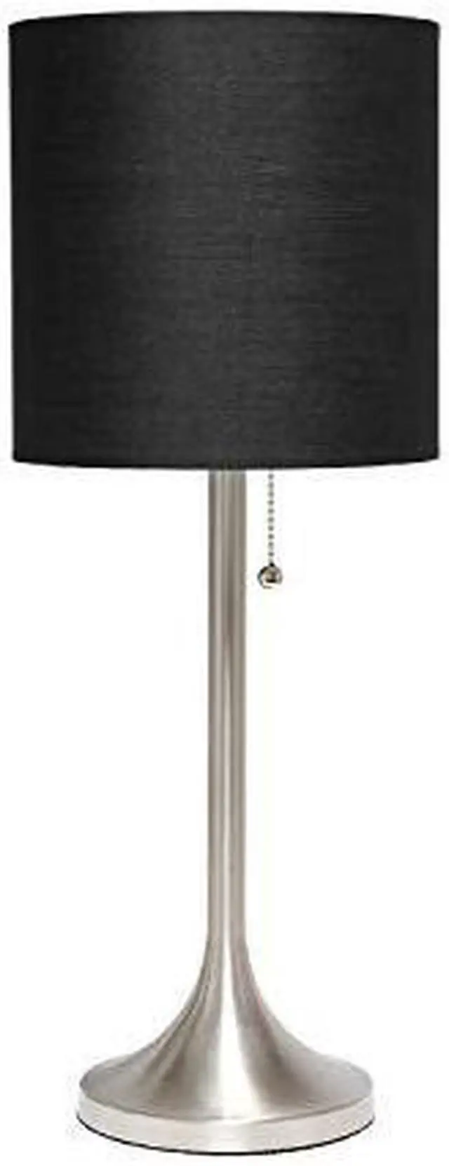 Alt view image 19 of 20 - Simple Designs Brushed Nickel Tapered Table Lamp with Black Fabric Drum Shade