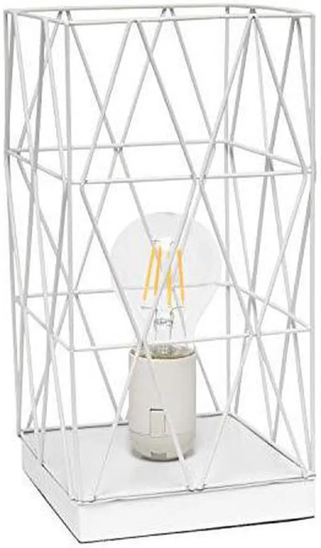 Alt view image 17 of 18 - Simple Designs White Geometric Square Metal Table Lamp
