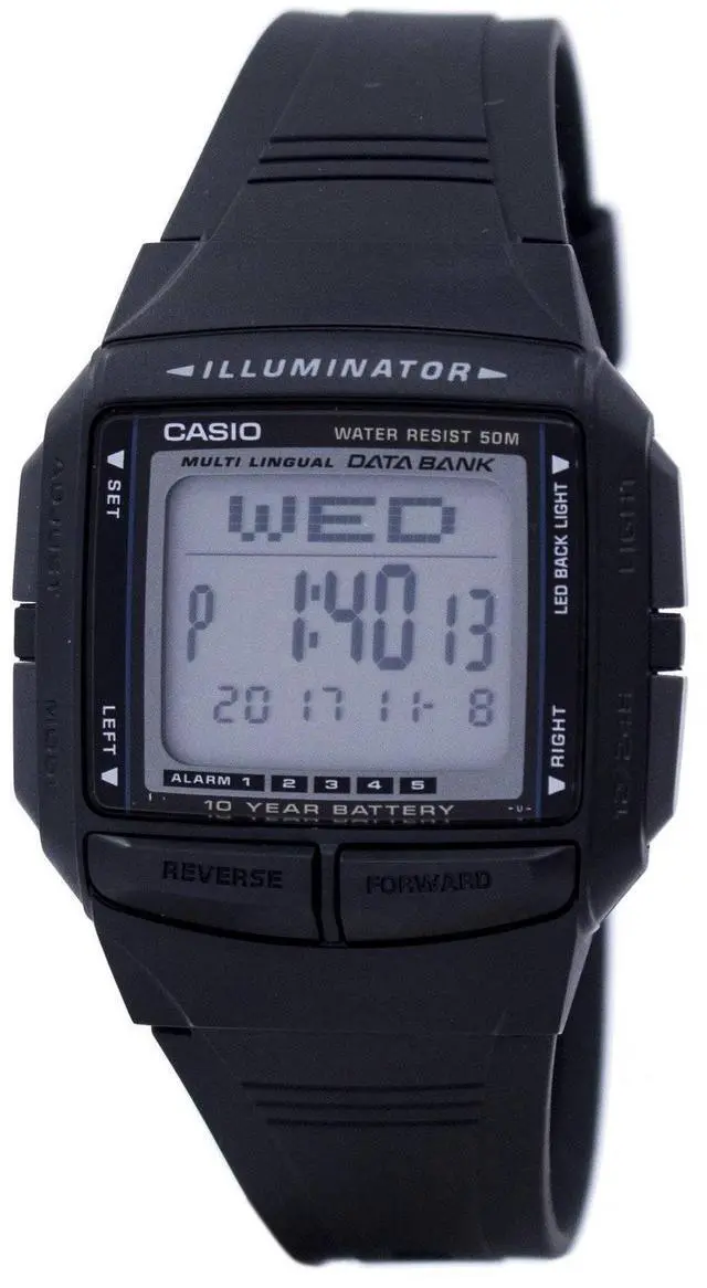 Alt view image 11 of 19 - Casio DB36-1AV Casual Men's Multi-Lingual Databank Digital Sports Watch - Black