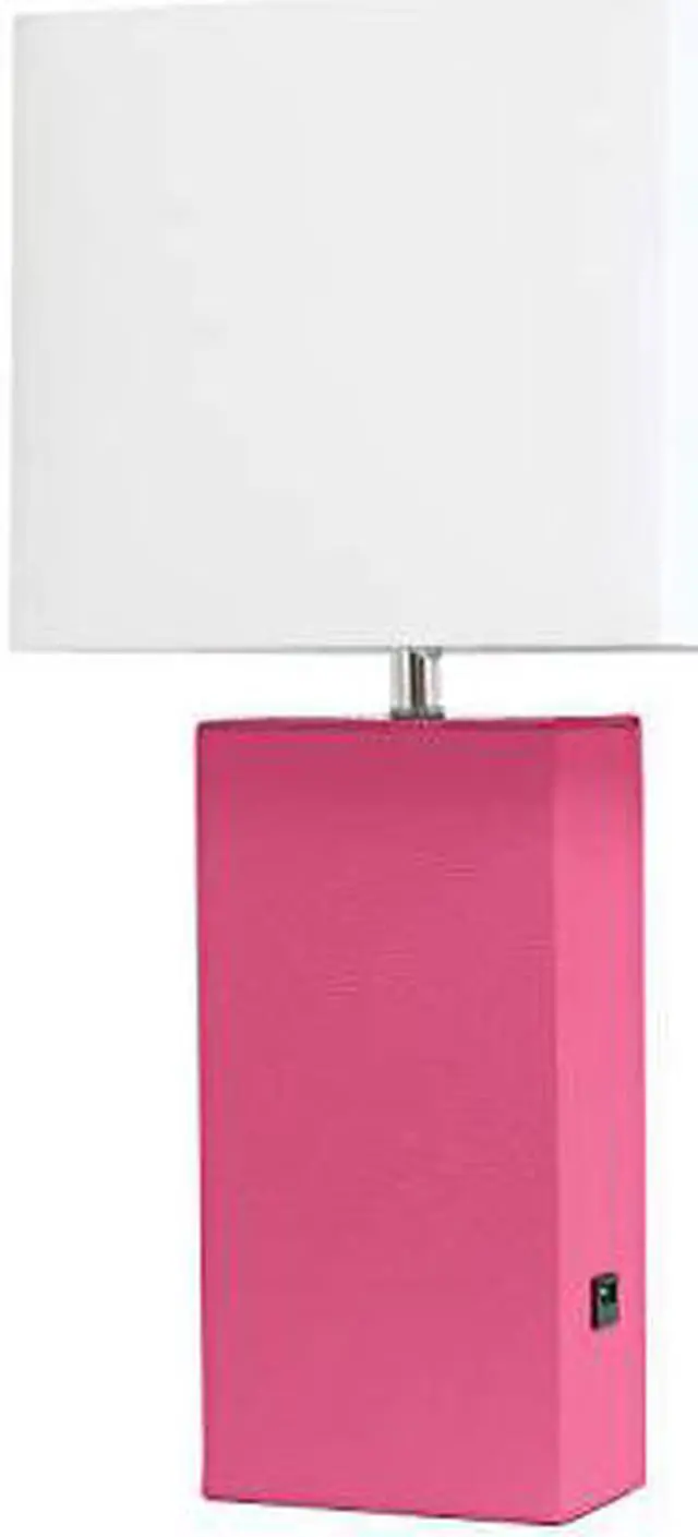 Alt view image 18 of 18 - Elegant Designs Modern Leather Table Lamp with USB and White Fabric Shade, Hot Pink