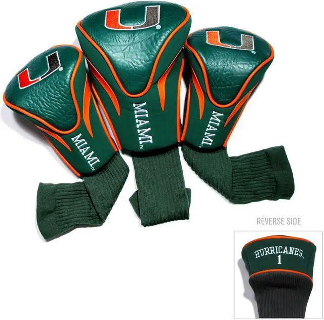 Alt view image 10 of 10 - Team Golf 47194 Miami Hurricanes 3 Pack Contour Fit Headcover