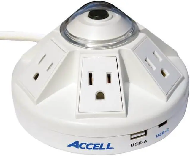 Alt view image 11 of 11 - Accell Surge Protector D080B-032K Powramid C Surge Protector USB-C and A Charging Station White