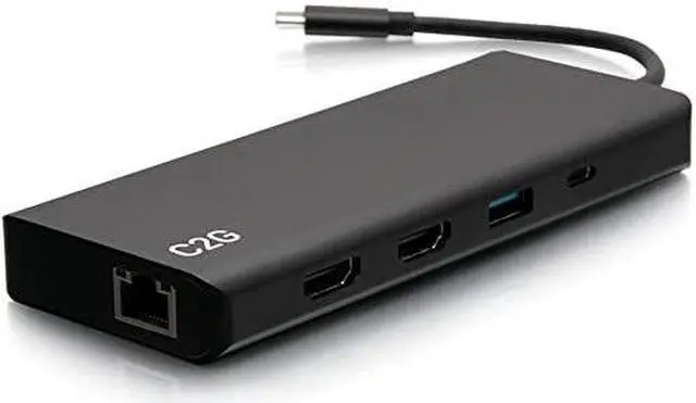Alt view image 4 of 6 - C2G 4K USB C Dual Monitor Dock HDMI Ethernet USB 3.5mm & 60W Power C2G54488