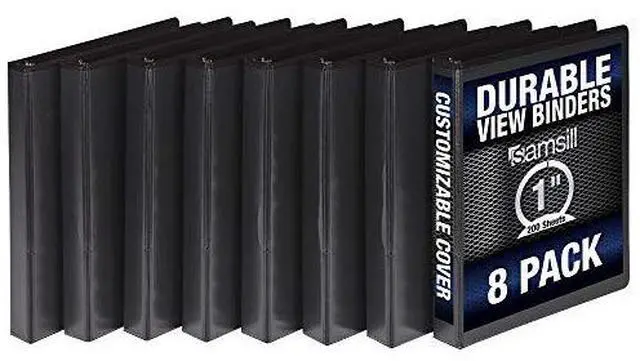 Alt view image 5 of 12 - Samsill Durable 1" 3-Ring View Binders Black (S88430)