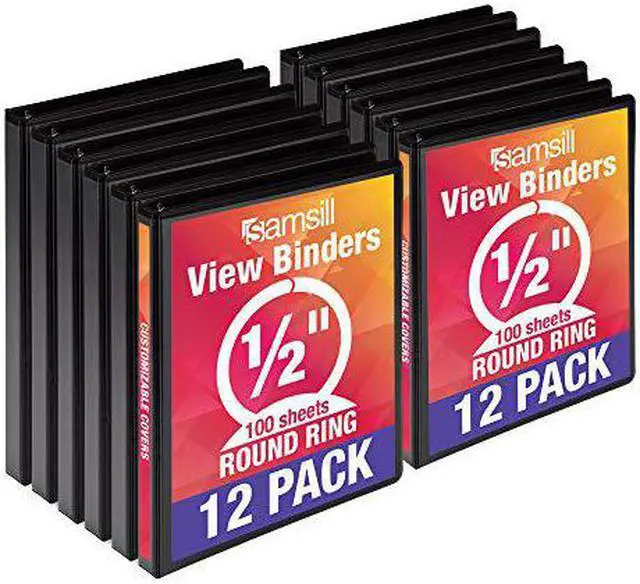 Alt view image 4 of 12 - Samsill 1/2" 3-Ring View Binders Black 12/Pack (I08510C)