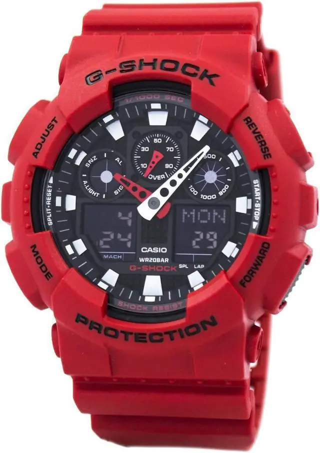 Alt view image 12 of 18 - Casio Mens XL G-Shock - Ana-Digi - Red Design - Black Negative Digital Display