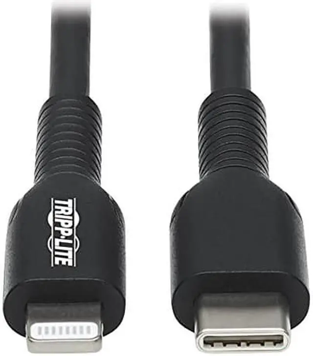 Alt view image 4 of 12 - Tripp Lite USB-C to Lightning Sync-Charge Cable (M-M), MFi Certified, Black, 2 m (6.6 ft.)
