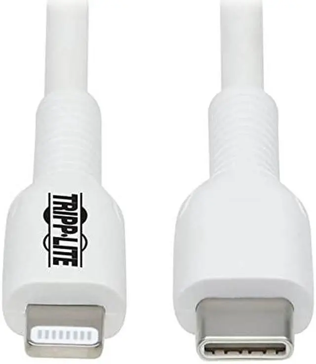 Alt view image 8 of 14 - Tripp Lite Safe-IT M102AB-01M-WH Lightning-USB-C Data Transfer Cable