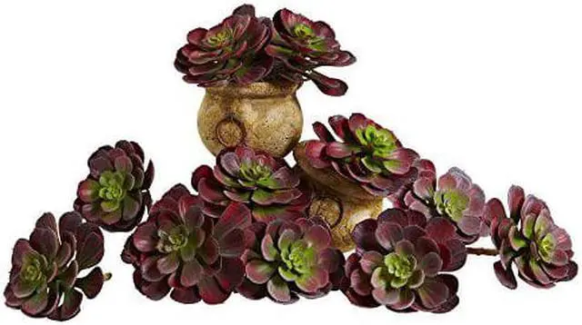 Alt view image 11 of 11 - Nearly Natural 6105-BG-S12 6 in. Echeveria Succulent Plant, Burgundy - Set of 12
