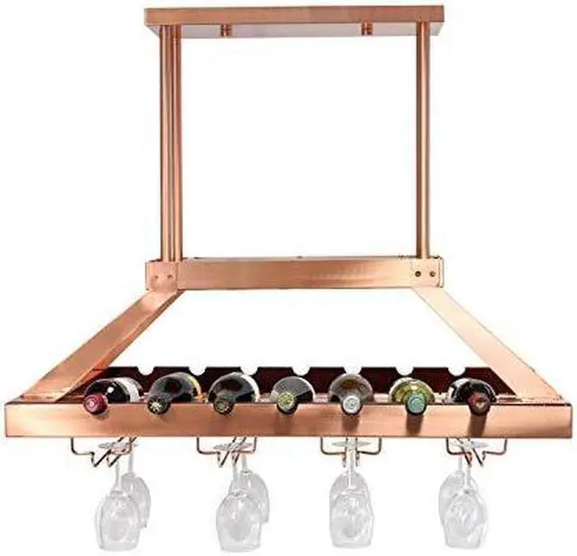 Alt view image 18 of 20 - Elegant Designs 2 Light LED Overhead Wine Rack, Copper