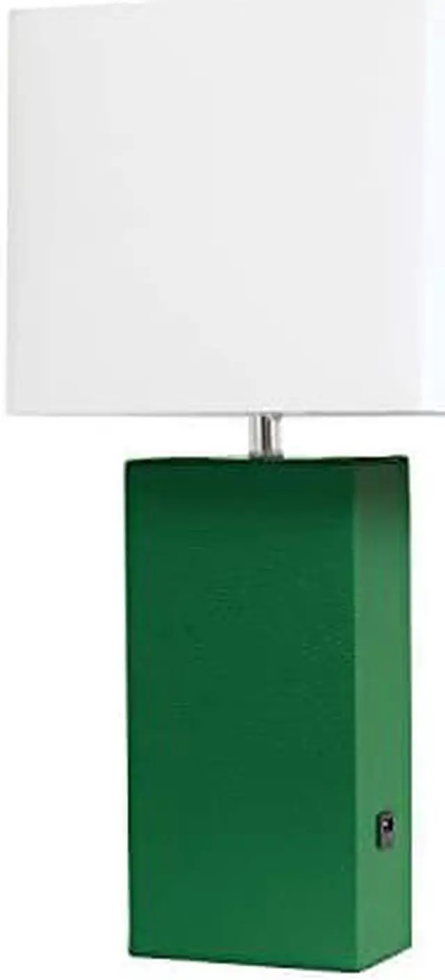 Alt view image 18 of 18 - Elegant Designs Modern Leather Table Lamp with USB and White Fabric Shade, Green