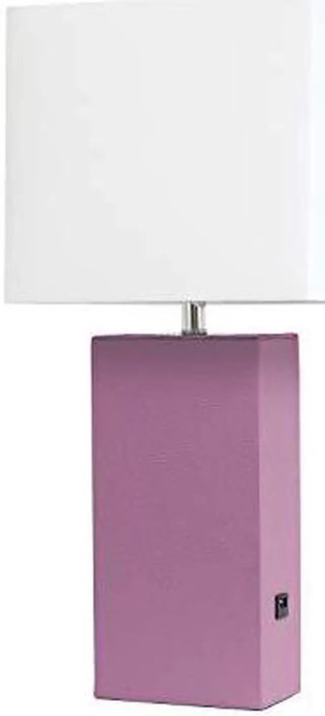 Alt view image 19 of 19 - Elegant Designs Modern Leather Table Lamp with USB and White Fabric Shade, Purple