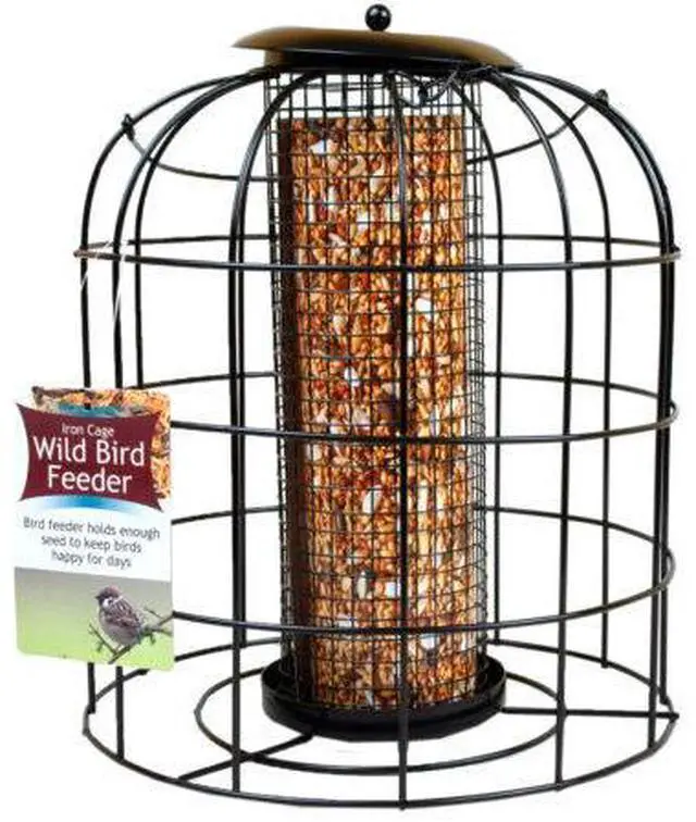 Alt view image 2 of 8 - Kole Imports BIRDFEEDERBK Iron Wire Cage Bird Feeder