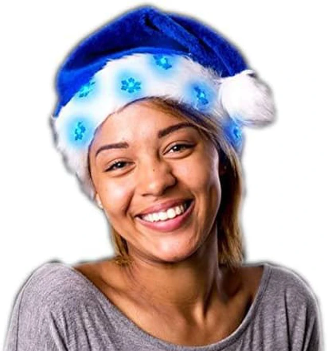 Main image of blinkee BLSSCFFPH LED Snowflake Santa Claus Faux Fur Plush Hat44; Blue