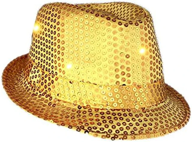 Main image of blinkee LED Flashing Fedora Hat with Gold Sequins by