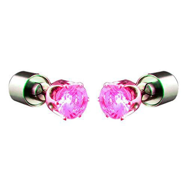 Alt view image 4 of 4 - Blinkee 675020 LED Faux Diamond Pierced Earrings, Pink