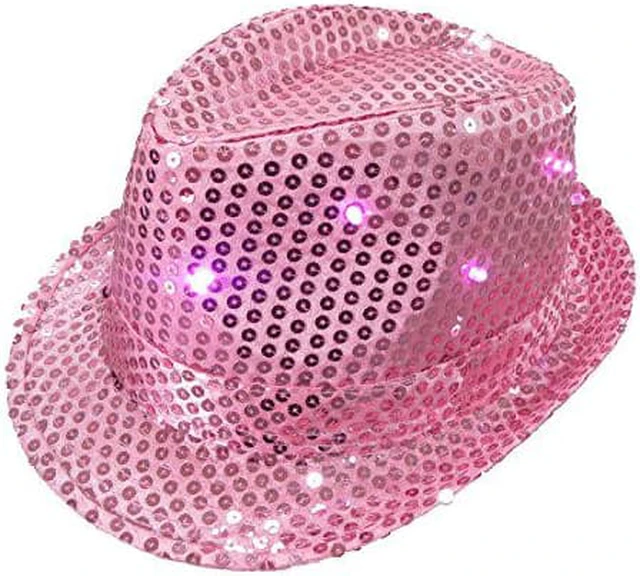 Main image of blinkee LED Flashing Fedora Hat with Pink Sequins