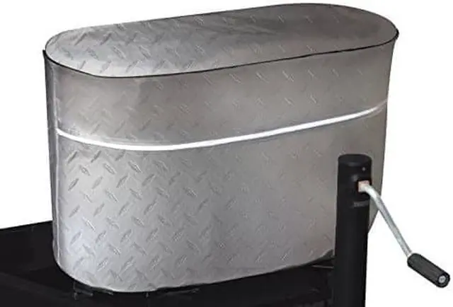 Main image of ADCO 2714 Silver Double 40 Diamond Plated Steel Vinyl Propane Tank Cover
