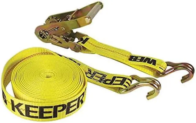 Alt view image 5 of 5 - Keeper 04622 2-Inch x 27-Feet Ratchet Tie-Down With Double J Hooks Rat Tiedown J 2x27