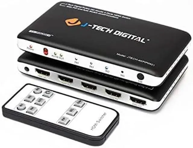 Alt view image 7 of 7 - J-Tech Digital 4K@30HZ 4-Port HDMI Switch with PIP, IR, HDCP1.4 Wireless Remote Control, and Auto Switch ON/OFF Functions with Control4 Driver Available